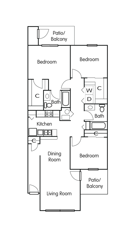a floor plan of a bedroom house with a living room and a dining room